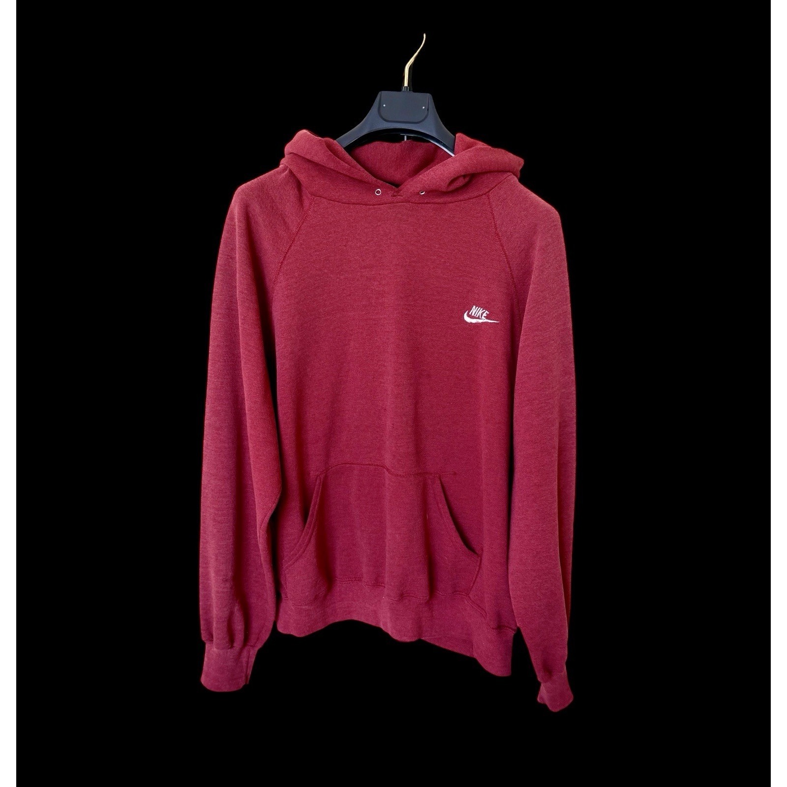 Vintage 70s Nike Hoodie Sz Xl Drawstring Sweatshirt Made In Usa Burgundy Red